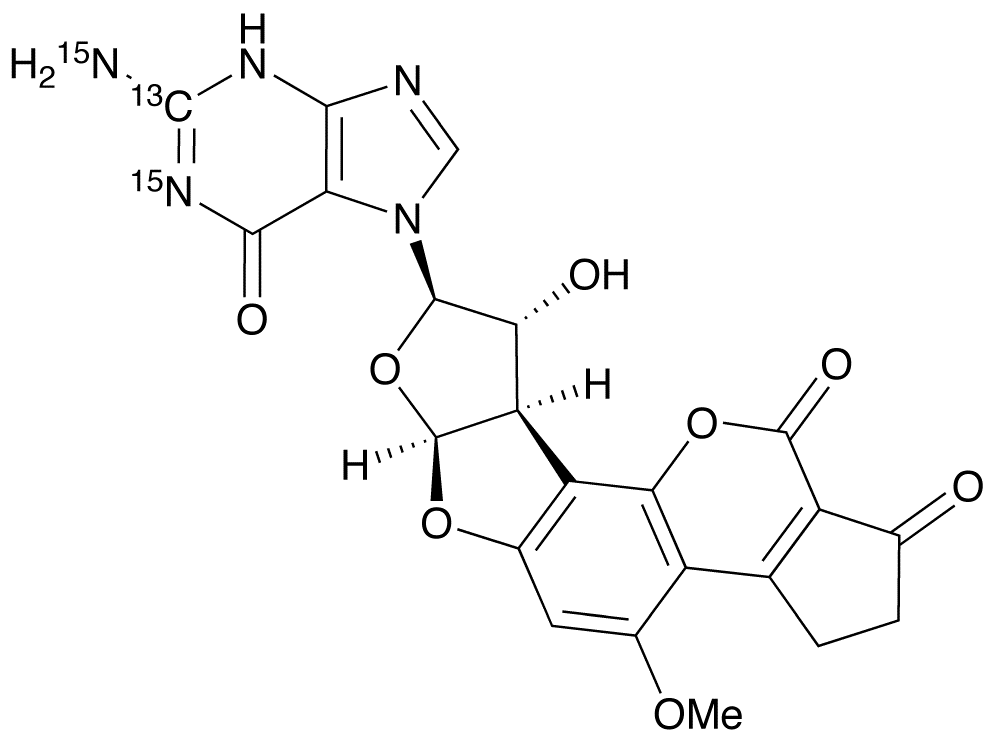 Chemical structure of AFB-Guanine-13C,15N2