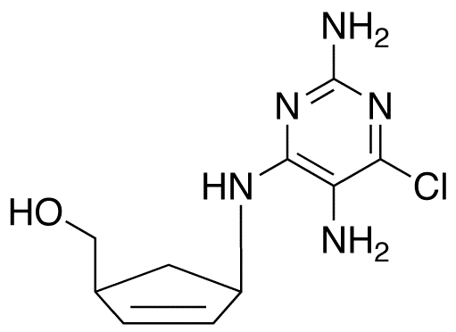 Chemical structure of (1S,4R)-4-[(2,5-Diamino-6-chloro-4-pyrimidinyl)amino]-2-cyclopentene-1-methanol
