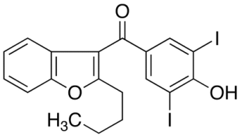 Chemical structure of 2-Butyl-3-(3,5-diiodo-4-hydroxybenzoyl)benzofuran