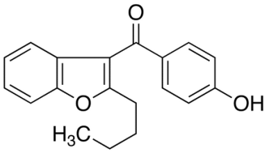 Chemical structure of 2-Butyl-3-(4-hydroxybenzoyl)benzofuran