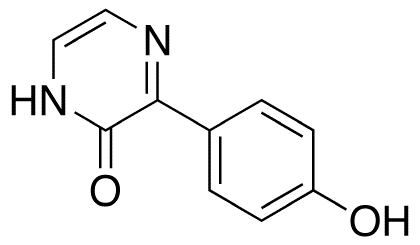 Chemical structure of 3-(4-hydroxyphenyl)pyrazin-2-ol