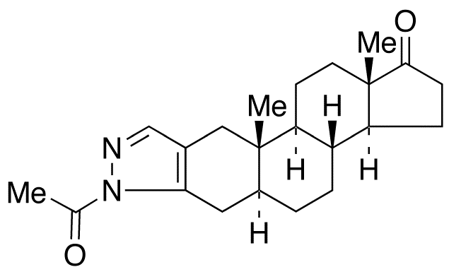 Chemical structure of 5α-N-Acetyl-2'H-androst-2-eno[3,2-c]pyrazol-17-one