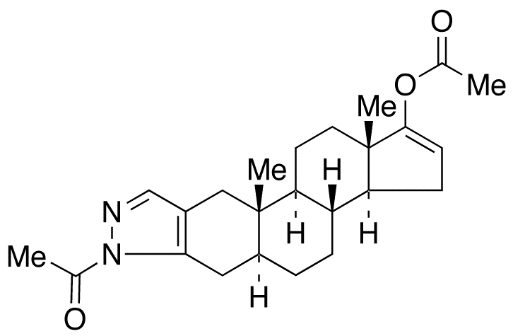 Chemical structure of 5α-N-Acetyl-2'H-androst-16-en-2-eno[3,2-c]pyrazol-17-ol Acetate