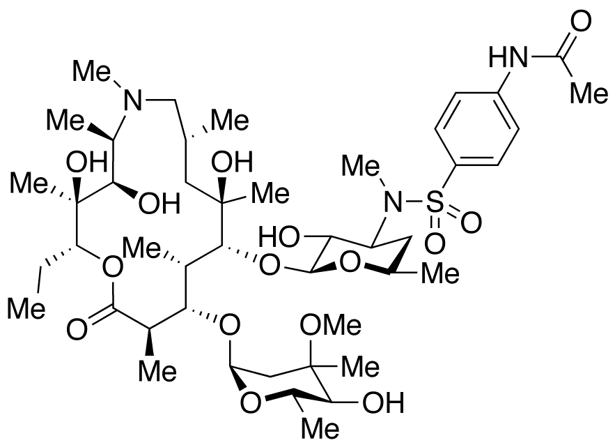 Chemical structure of 3'-N-[[4-(acetylamino)phenyl]sulphonyl]3'-N-demethylazithromycin