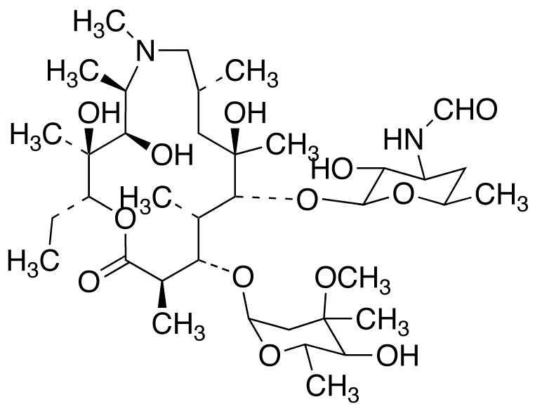 Chemical structure of 3'-de(dimethylamino)-3'-oxoazithromycin