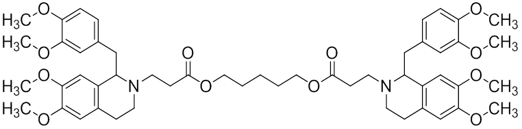 Chemical structure of Pentane-1,5-diyl bis[3-[1-(3,4-dimethoxybenzyl)-6,7-dimethoxy-3,4-dihydroisoquinolin-2 (1H)-yl]propanoate]