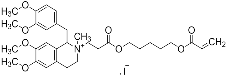 Chemical structure of 1-(3,4-Dimethoxybenzyl)-2-(3,11-dioxo-4,10-dioxatridec-12-enyl)-6,7-dimethoxy-2-methyl- 1,2,3,4-tetrahydroisoquinolinium iodide
