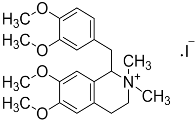 Chemical structure of 1-(3,4-Dimethoxybenzyl)-6,7-dimethoxy-2,2-dimethyl-1,2,3,4- tetrahydroisoquinolinium iodide