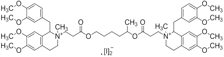 Chemical structure of 2,2'-[(hexane-1,5)-diylbis[oxy(3-oxopropane-1,3-diyl)]]bis[1-(3,4-dimethoxybenzyl)-6,7-dimethoxy-2-methyl-1,2,3,4-tetrahydroisoquinolinium] diiodide