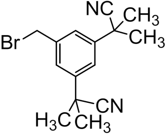 Chemical structure of 2,2'-[5-(Bromomethyl)benzene-1,3-diyl]bis(2-methylpropanenitrile)