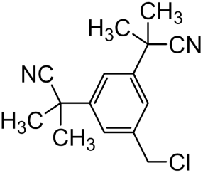 Chemical structure of 2,2'-[5-(Chloromethyl)benzene-1,3-diyl]bis(2-methylpropanenitrile)