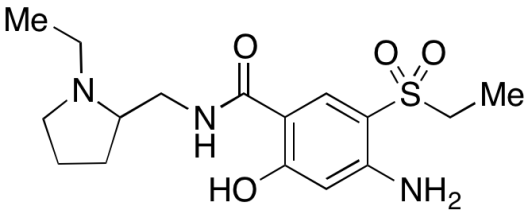 Chemical structure of 4-Amino-N-[[(2RS)-1-ethylpyrrolidin-2-yl]methyl]-5-(ethylsulphonyl)-2-hydroxybenzamide