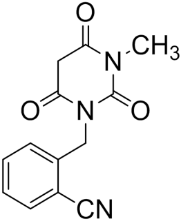 Chemical structure of 2-((3-Methyl-2,4,6-trioxotetrahydropyrimidin-1(2H)-yl)methyl)benzonitrile