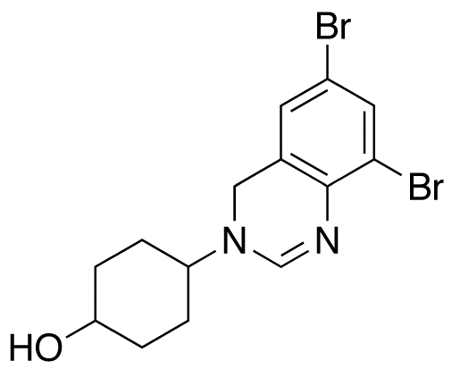 Chemical structure of 4-(6,8-Dibromo-3(4H)-quinazolinyl)-cyclohexanol
