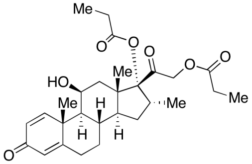 Chemical structure of 11β,17,21-Trihydroxy-16α-methylpregna-1,4-diene-3,20-dione 17,21-Dipropionate