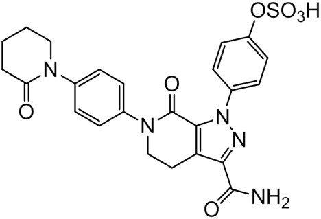 Chemical structure of O-Desmethyl Apixaban Sulfate