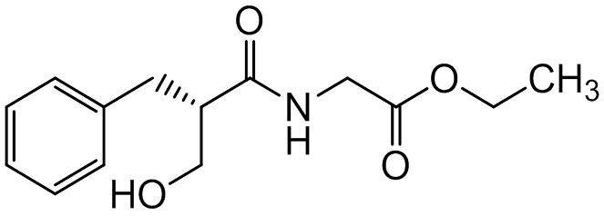 Chemical structure of Ethyl 2-(2-benzyl-3-hydroxypropanamido)acetate