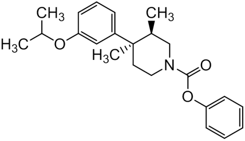 Chemical structure of (3R,4R)-Phenyl 4-(3-isopropoxyphenyl)-3,4-dimethylpiperidine-1-carboxylate