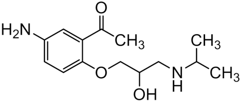 Chemical structure of 1-(5-Amino-2-(2-hydroxy-3-(isopropylamino)propoxy)phenyl)ethanone