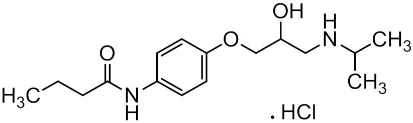 Chemical structure of N-(4-(2-Hydroxy-3-(isopropylamino)propoxy)phenyl)butyramide Hydrochloride