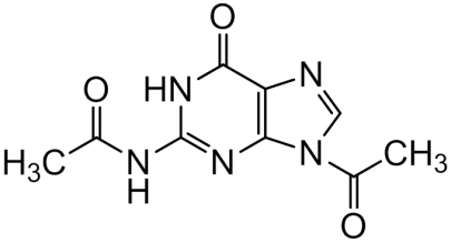 Chemical structure of N2,9-diacetylguanine