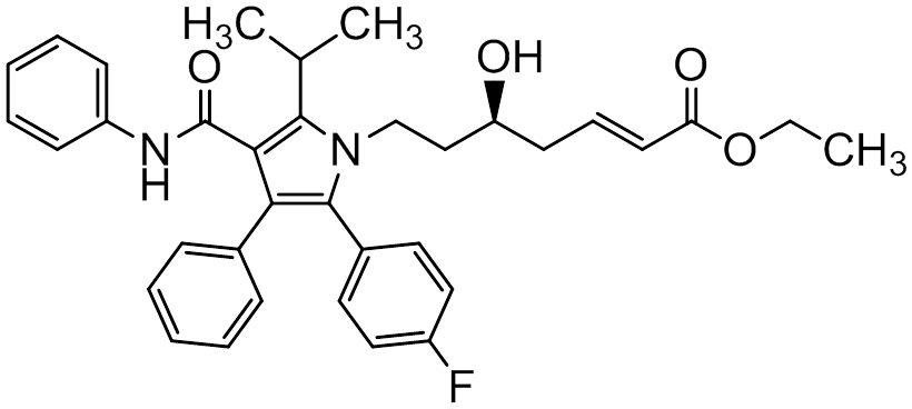 Chemical structure of Atorvastatin 3-Deoxy-Hept-2-Enoic Acid Ethyl Ester
