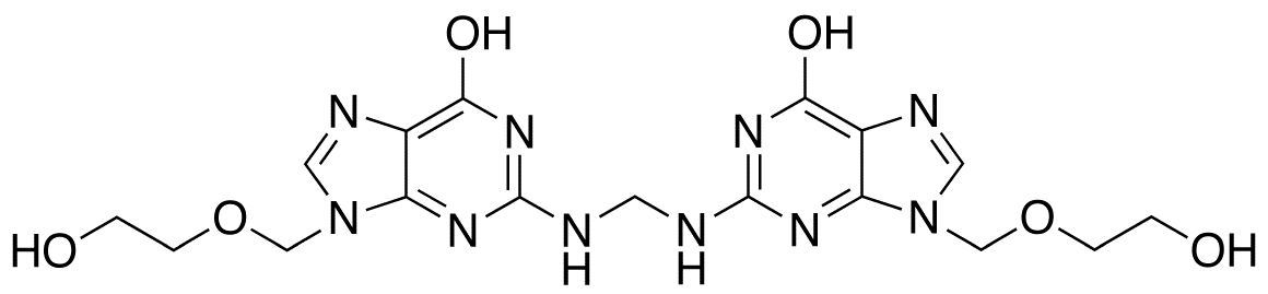 Chemical structure of Acyclovir N-Methylene Dimer