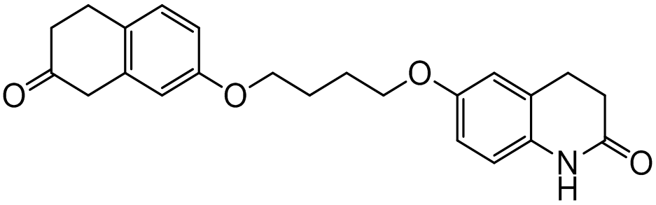 Chemical structure of 6-(4-((7-Oxo-5,6,7,8-tetrahydronaphthalen-2-yl)oxy)butoxy)-3,4-dihydroquinolin-2(1H)-one