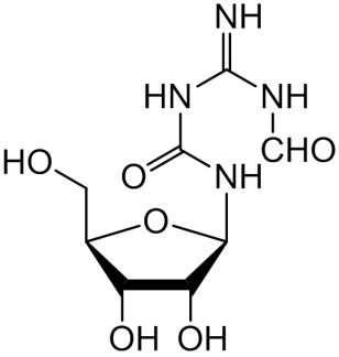 Chemical structure of N-(Formylamidino)-N’-beta-D-ribofuranosylurea