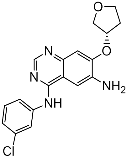 Chemical structure of (S)-N4-(3-chlorophenyl)-7-((tetrahydrofuran-3-yl)oxy)quinazoline-4,6-diamine