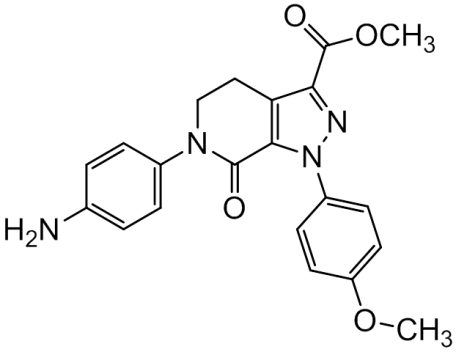 Chemical structure of Methyl 6-(4-Aminophenyl)-1-(4-methoxyphenyl)-7-oxo-4,5,6,7-tetrahydro-1H-pyrazolo[3,4-c]pyridine-3-carboxylate
