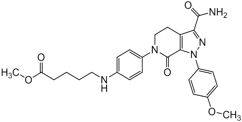 Chemical structure of Methyl 5-((4-(3-Carbamoyl-1-(4-methoxyphenyl)-7-oxo-4,5-dihydro-1H-pyrazolo[3,4-c]pyridin-6(7H)-yl)phenyl)amino)pentanoate