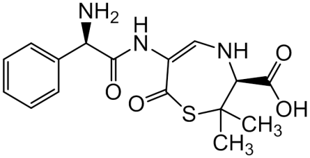 Chemical structure of (3S)-6-[[(2R)-2-Amino-2-phenylacetyl]amino]-2,2-dimethyl-7-oxo-2,3,4,7-tetrahydro-1,4-thiazepine-3-carboxylic Acid