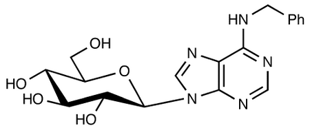 Chemical structure of 6-Benzylaminopurine 9-(α-D-glucoside)